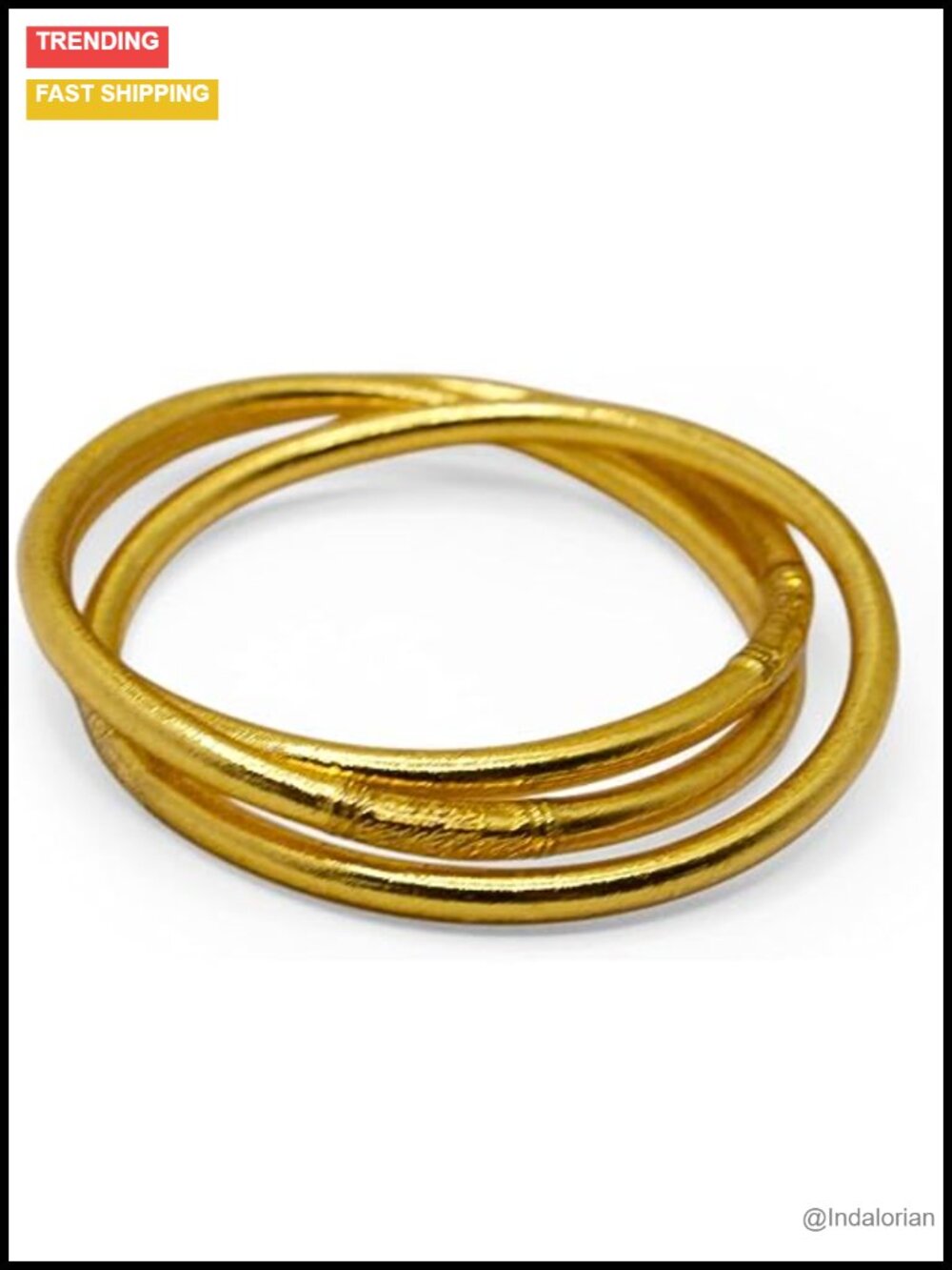 Thai Buddha Bangle Bracelets Set Stackable Gold Filled Brass Women